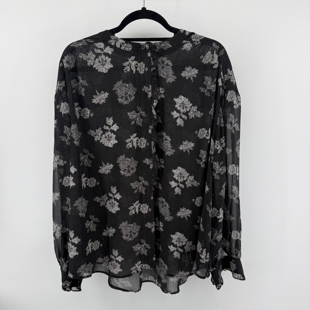 Lane Bryant Black Fairy Dot Sheer Ruffle Whimsygoth Blouse Size 22 - Picture 1 of 10